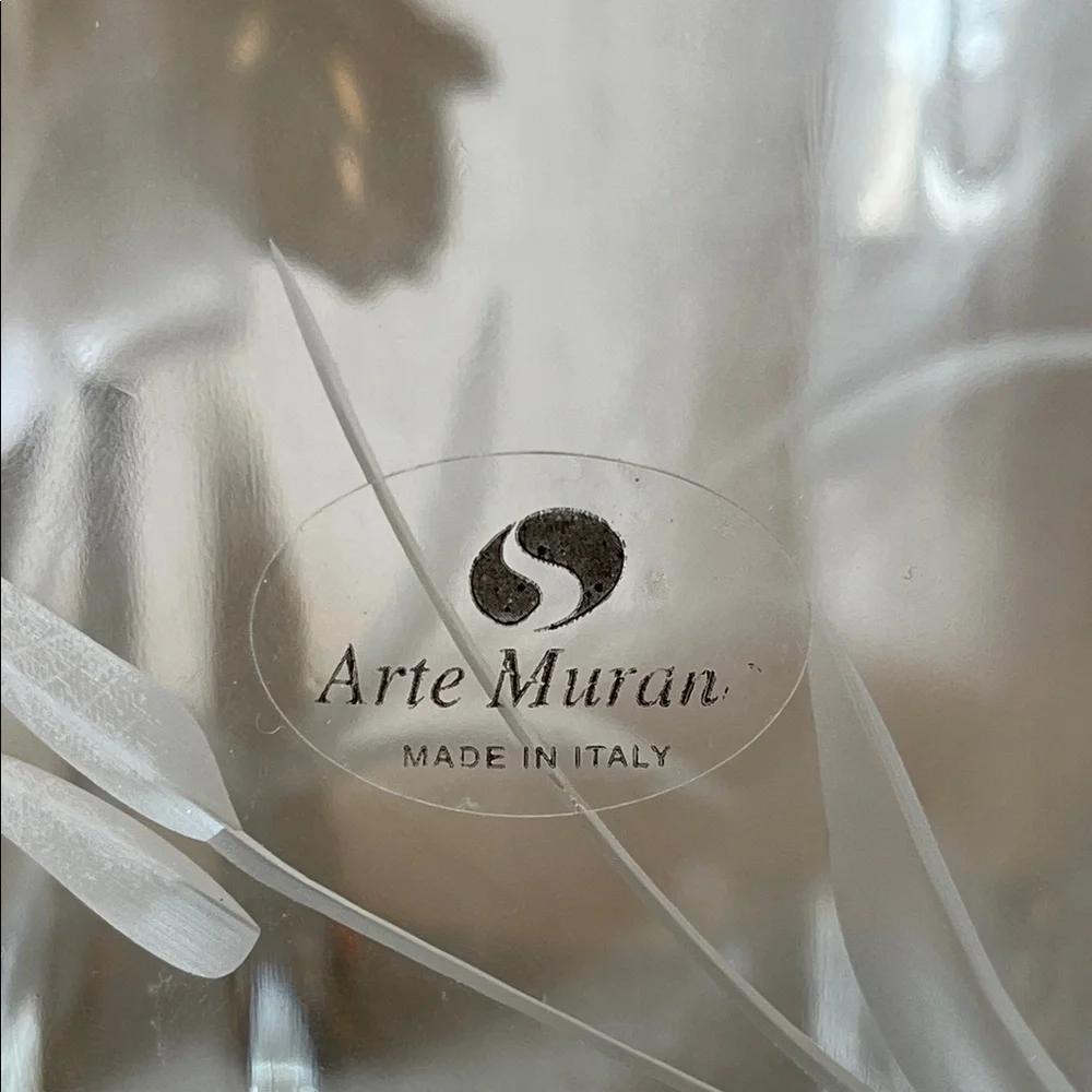 Arte Murano Made in Italy Vintage Wheat Etched Glass Ice Bucket